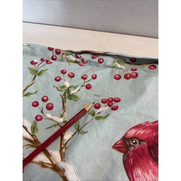 Pottery Barn Queen/Full Duvet Set 2 Shams Cardinal Berries Winter Bird holiday - Picture 8 of 10